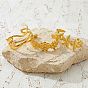 304 Stainless Steel Open Cuff Bangles for Women, Real 18K Gold Plated