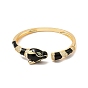 Leopard Brass Micro Pave Cubic Zirconia Bangles for Women, Enamel Cuff Bangles