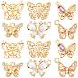 12Pcs 6 Styles Brass Micro Pave Cubic Zirconia Pendants, Butterfly, Long-Lasting Plated, Nickel Free