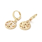 Tree with Evil Eye Real 18K Gold Plated Brass Dangle Leverback Earrings, with Enamel