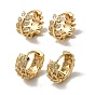 Brass Micro Pave Cubic Zirconia Hoop Earring, Leaf