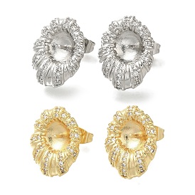 Латунные микро-паве прозрачные серьги-гвоздики из циркония, с 925 иглой из стерлингового серебра, за половину пробурено бисера