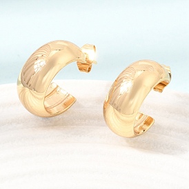 201 boucles d'oreille en acier inoxydable, boucles d'oreilles demi-créoles, 304 avec tige en acier inoxydable, placage sous vide pvd