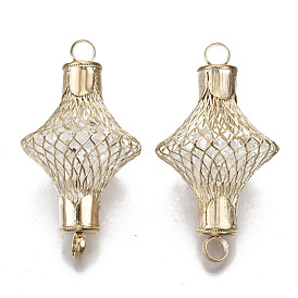 Eco-Friendly Iron Links Connectors, with Crystal Rhinestone inside, Cadmium Free & Nickel Free & Lead Free, Lantern