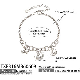 Bracelet d'été pour femme, en acier inoxydable chirurgical, serti de micro-pavés de zirconiums cubiques transparents et de perles en plastique.