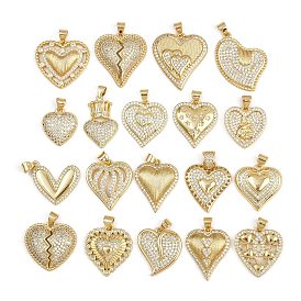 Латунные микро проложить кубического циркония подвески, сердце