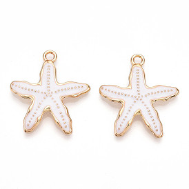 Подвески из эмали и сплава, стойки покрытие, без кадмия, без никеля и без свинца, очарование морской звезды, золотые