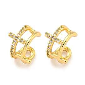 Женские серьги-манжеты из латуни с микропаве и прозрачным цирконием