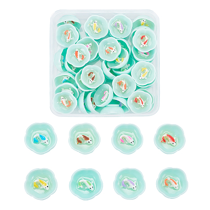 48Pcs 8 Colors Resin Cabochons, Bowl with Carp