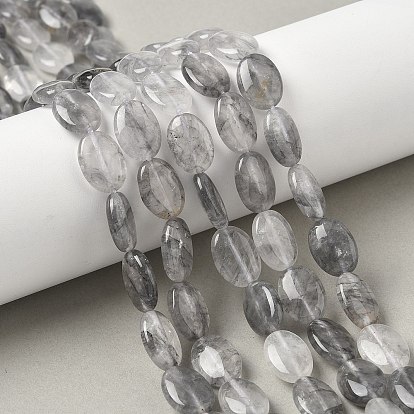 Естественный облачно кварц бисер пряди, Плоско-овальные