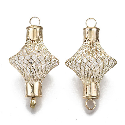 Eco-Friendly Iron Links Connectors, with Crystal Rhinestone inside, Cadmium Free & Nickel Free & Lead Free, Lantern