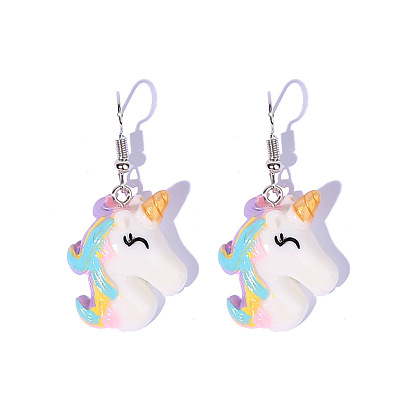 Cute Unicorn Pendant Earrings - European and American Fashion, Lovely Animal Earrings.