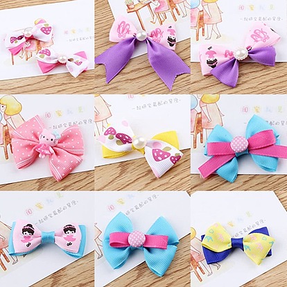 SUNNYCLUE DIY Hair Clip Kits, Ribbon Bowknot, with Iron Clips and Findings
