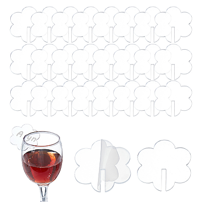 Etiqueta con dijes de flores acrílicas para copas de vino, Marcador de copa de vino, para la decoración del banquete de boda