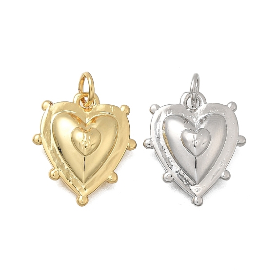 Латунные подвески, сердце, без кадмия и без свинца, стойки покрытие, долговечный, с целью перехода в кольце