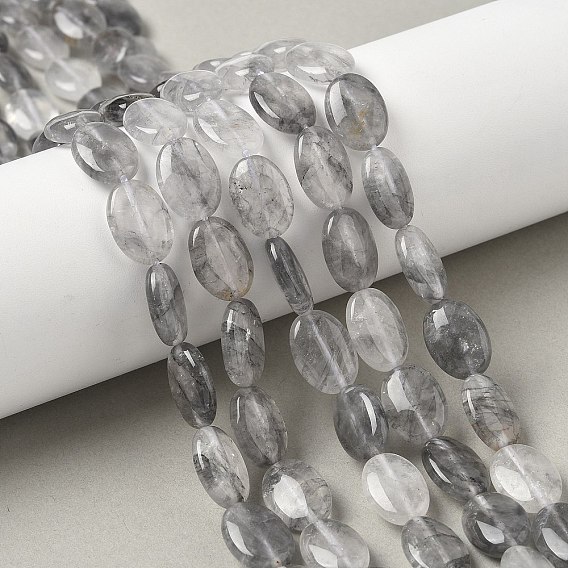 Естественный облачно кварц бисер пряди, Плоско-овальные