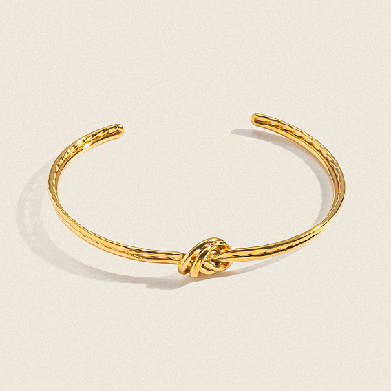 304 Stainless Steel Double-Strand Knot Open Cuff Bangles for Women