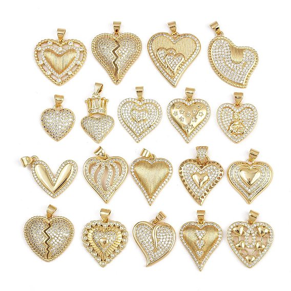 Латунные микро проложить кубического циркония подвески, сердце