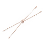 Brass Slider Bracelets Making, Bolo Bracelets, with Clear Cubic Zirconia and Rolo Chain