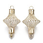 Eco-Friendly Iron Links Connectors, with Crystal Rhinestone inside, Cadmium Free & Nickel Free & Lead Free, Lantern