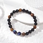 Женские эластичные браслеты из бусин натурального черного оникса, тигрового глаза и радужного тигрового глаза, круглые