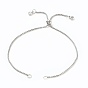 Adjustable 304 Stainless Steel Box Chain Slider Bracelet/Bolo Bracelets Making, with Brass Cubic Zirconia Charms