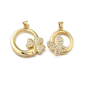 Латунные микро проложить кубического циркония подвески, плоско-круглые, без кадмия и без свинца, стойки покрытие, долговечный, реальный 18 k позолоченный