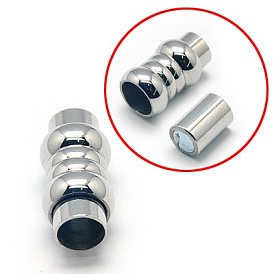 304 Stainless Steel Magnetic Clasps with Glue-in Ends, Column, 20x10mm, Hole: 6mm