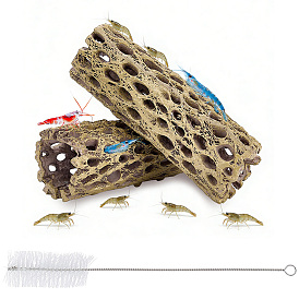 2Pcs Resin Imitation Keel Ornaments, for Fish Tank Decorations, with 1Pc 304 Stainless Steel & Plastic Rest Tube Brush
