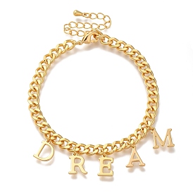 Letter DREAM Brass Charm Bracelets for Women