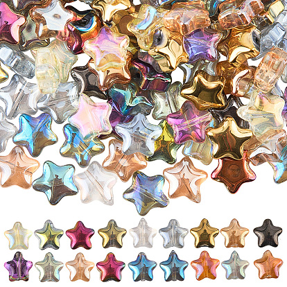 216 шт 18 цвета гальванические стеклянные бусины, прозрачный/непрозрачный/половина покрытия, звезда
