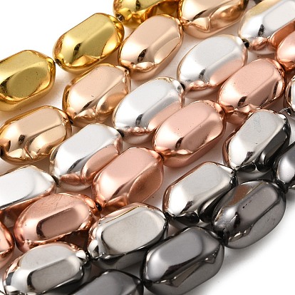 Стеклянные бусины с гальваническим покрытием , овальные, граненые