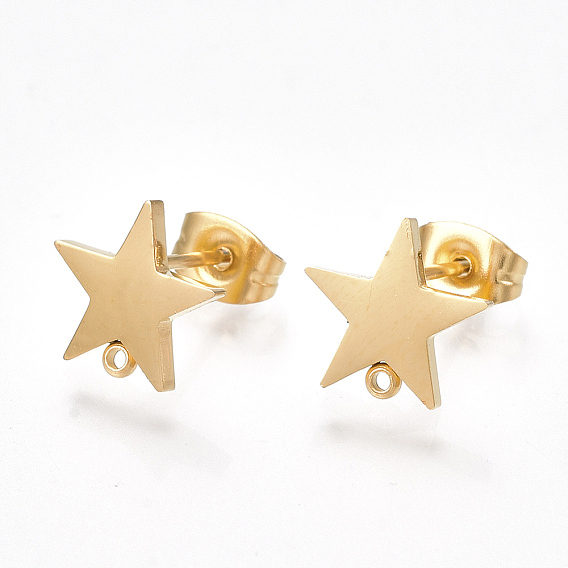 Ионное покрытие (ip) 304 детали серьги-гвоздики из нержавеющей стали, с петлей и плоской пластиной, ушные орехи / серьги спины, звезда