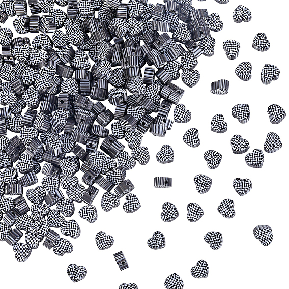 300 бусины из полимерной глины ручной работы., сердце с тартаном