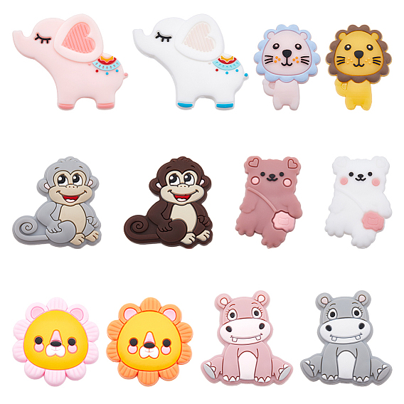 12 шт. 12 стиль, экологически чистые силиконовые фокальные бусины пищевого качества, cmешанных животных