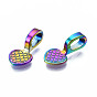 Rainbow Color Alloy Glue-on Flat Pad Bails for Pendant Making, Cadmium Free & Nickel Free & Lead Free, Heart