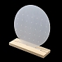 Round Transparent Acrylic Earring Stud Display Stand, Jewelry Organizer Holder for Earring Storage, with Wood Base