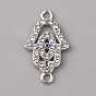Alloy Enamel Evil Eye Connector Charms, with Crystal Rhinestones, Platinum, Hamsa Hand