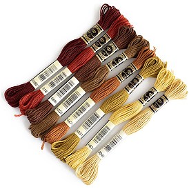 8 Skeins 8 Colors 6-Ply Cotton Embroidery Floss, Cross Stitch Threads, Coffee Gradient Color Series