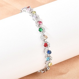 Теннисные браслеты из платиновой латуни с микропаве из кубических цирконий, браслеты для женщин, слеза, со стеклом и застежками для часового ремешка, долговечный