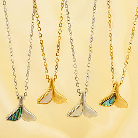 Роскошь 304 ожерелья из нержавеющей стали с подвеской в виде китового хвоста из натуральной ракушки