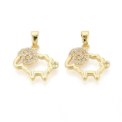 Латунные микропаве прозрачные подвески с фианитом, овечьи прелести