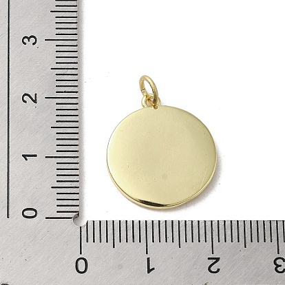 Brass Enamel Pendants, with Jump Ring, Real 18K Gold Plated, Flat Round with Evil Eye Charm