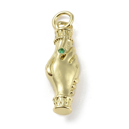 Латунные микро-паве зеленые кубические циркониевые подвески, долговечный, без свинца и без кадмия, рука