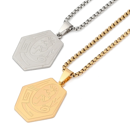 201 Шестиугольные подвески из нержавеющей стали в стиле американских индейцев