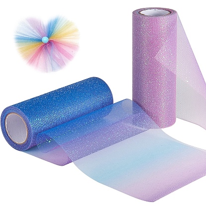 Gorgecraft Rainbow Glitter Deco Mesh Ribbons, Tulle Fabric Sparkling Tulle Roll, for DIY Craft Tutu Dress Party Table Decoration