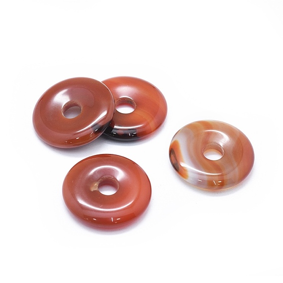 Natural Agate Pendants, Dyed & Heated, Donut/Pi Disc