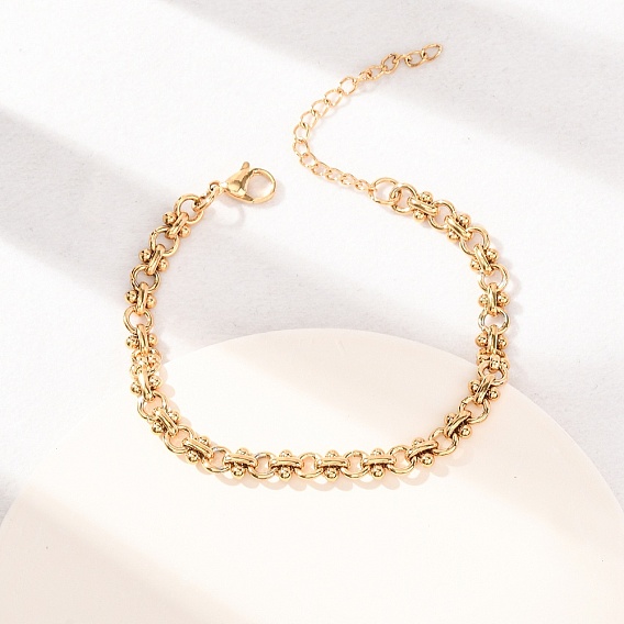 304 женские браслеты-цепочки с кольцевыми звеньями из нержавеющей стали, ионное покрытие (ip), долговечный