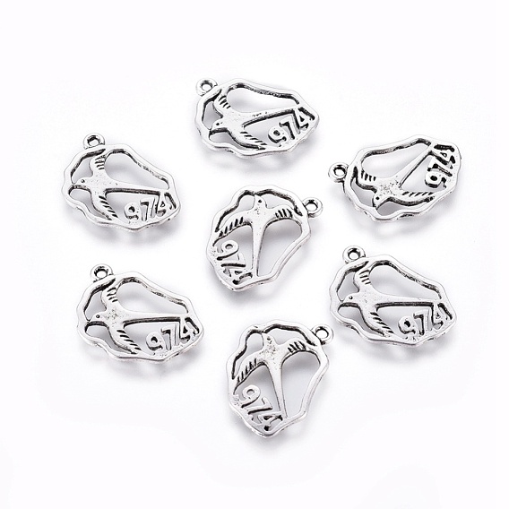 Тибетском стиле подвески сплава птиц, без свинца и без кадмия, 20x18x1 мм, отверстие : 1 мм