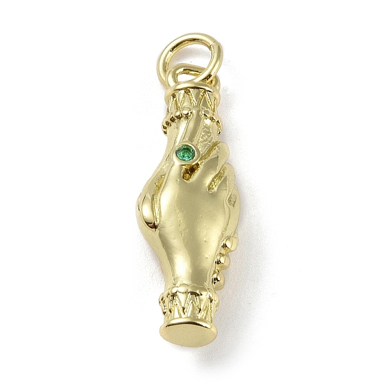 Латунные микро-паве зеленые кубические циркониевые подвески, долговечный, без свинца и без кадмия, рука